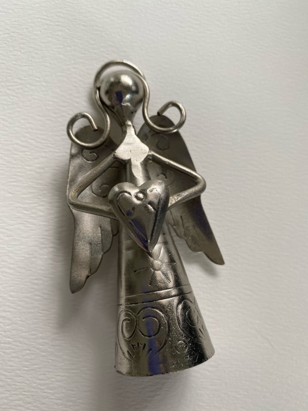 FREE with any PURCHASE pewter Metal Angel Ornament bell with Heart